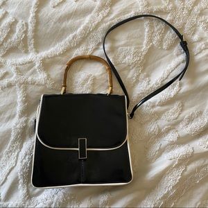Shiny black bamboo purse